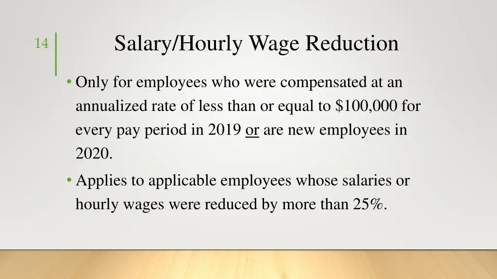 salary hourly wage reduction