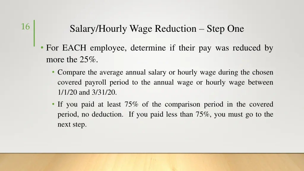 salary hourly wage reduction step one