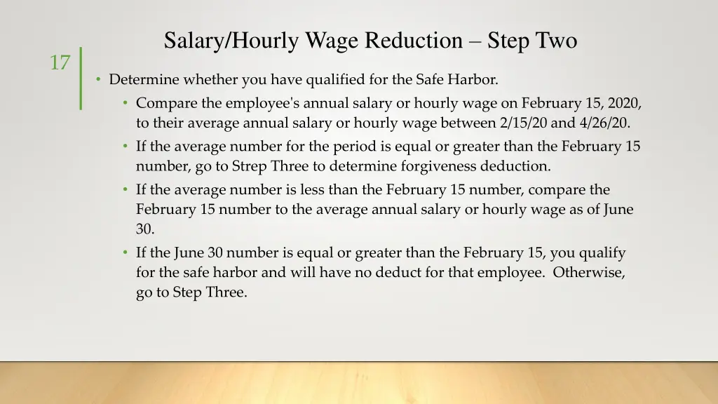 salary hourly wage reduction step two