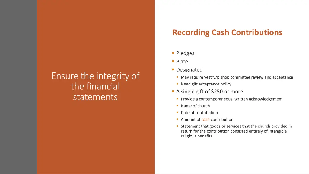 recording cash contributions