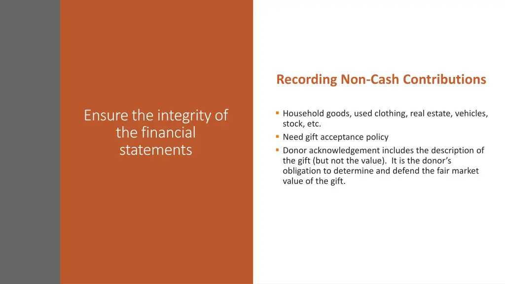 recording non cash contributions