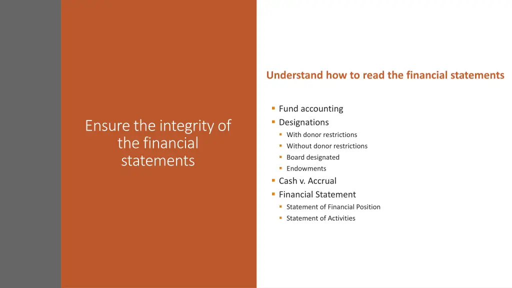 understand how to read the financial statements