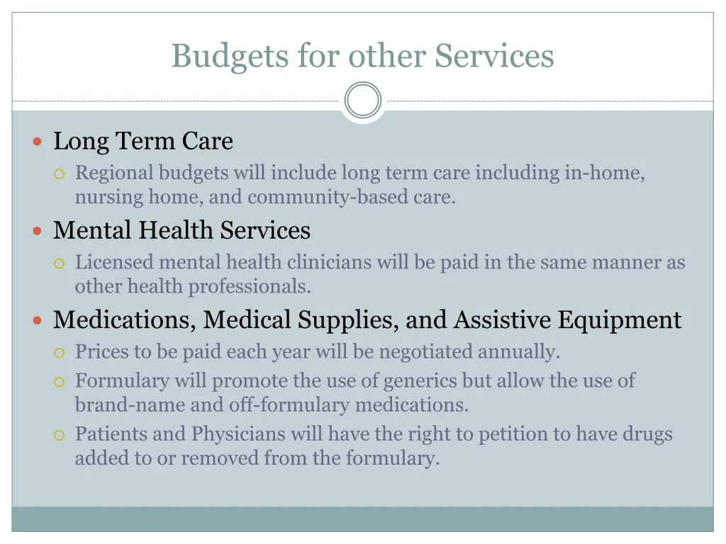 budgets for other services