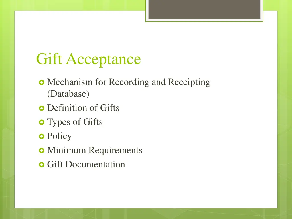 gift acceptance