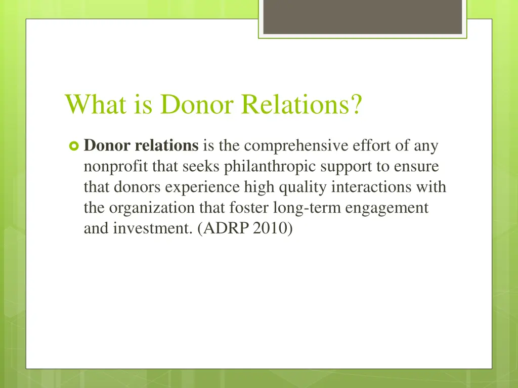 what is donor relations