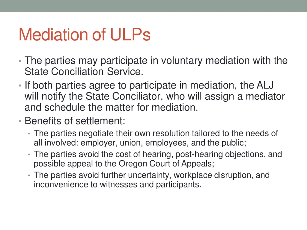 mediation of ulps