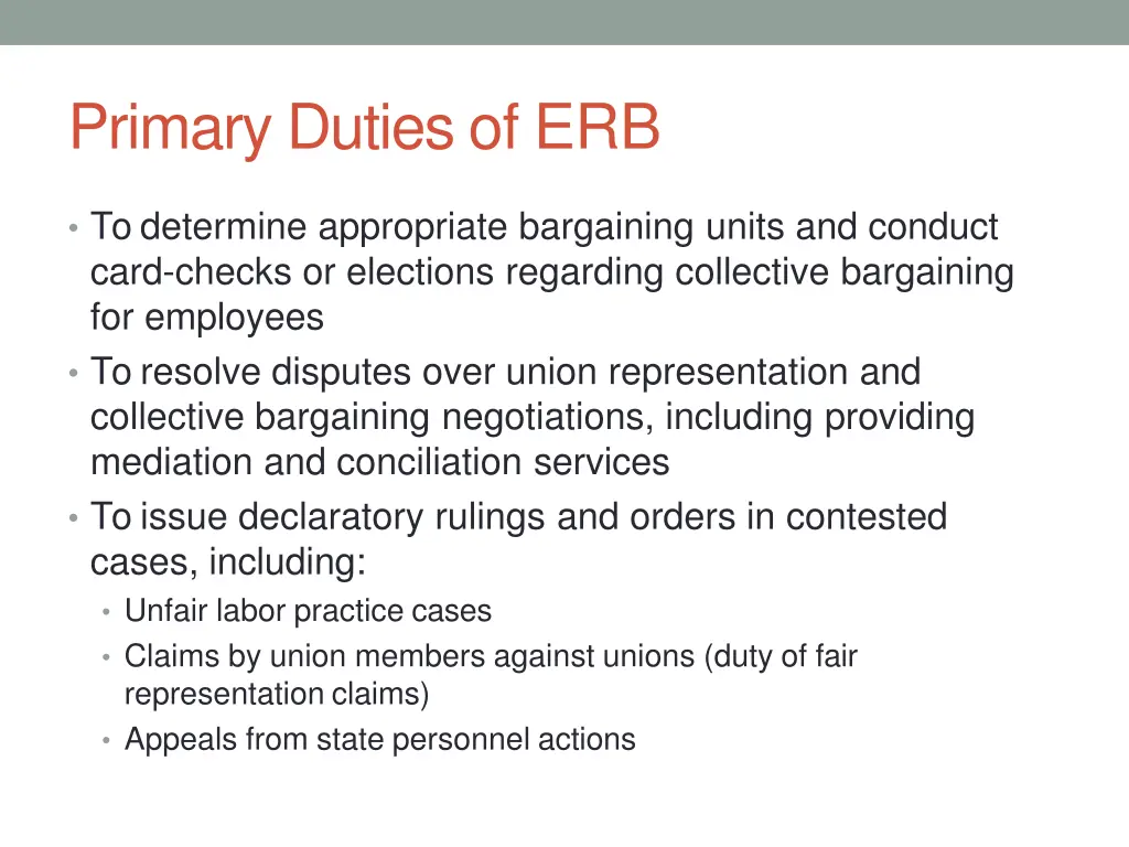 primary duties of erb