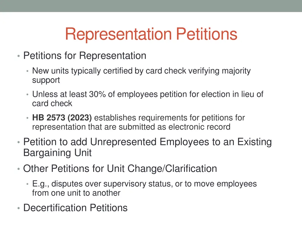 representation petitions