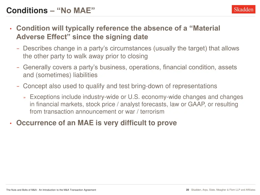 conditions no mae