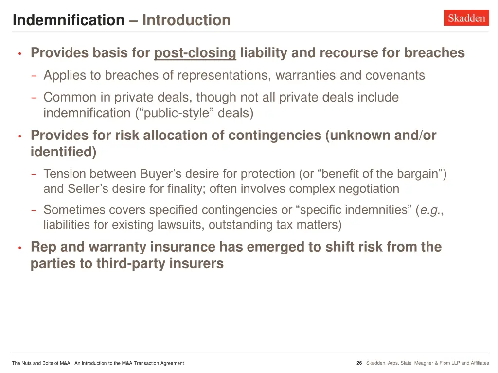 indemnification introduction