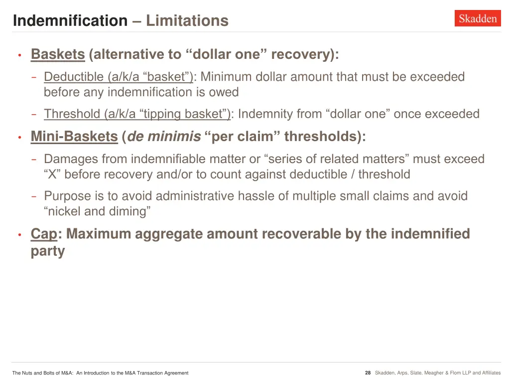 indemnification limitations