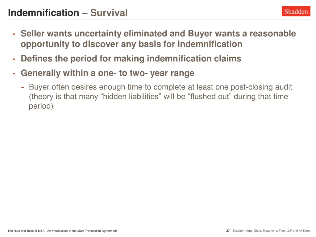 indemnification survival