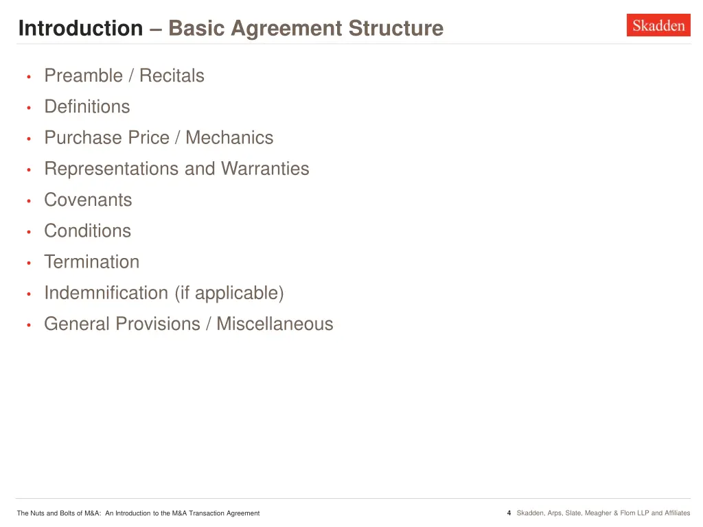 introduction basic agreement structure