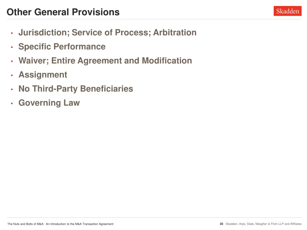 other general provisions