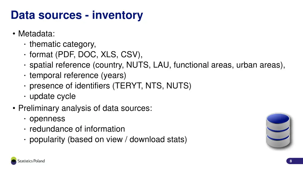 data sources inventory