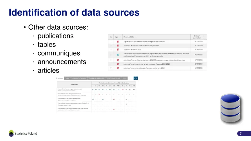 identification of data sources