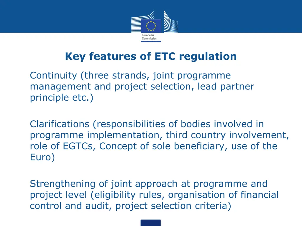 key features of etc regulation