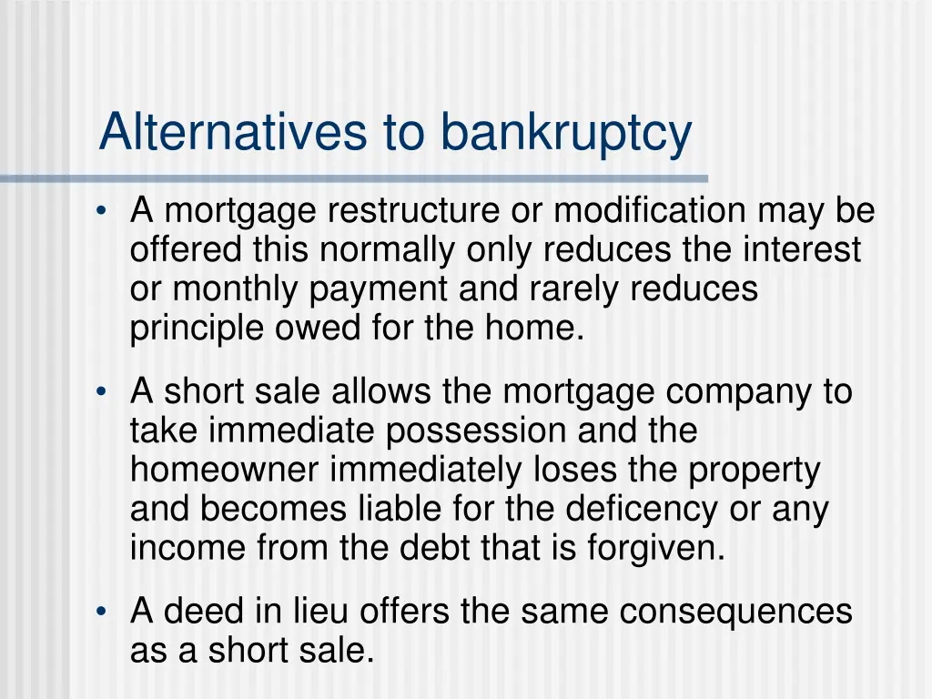 alternatives to bankruptcy