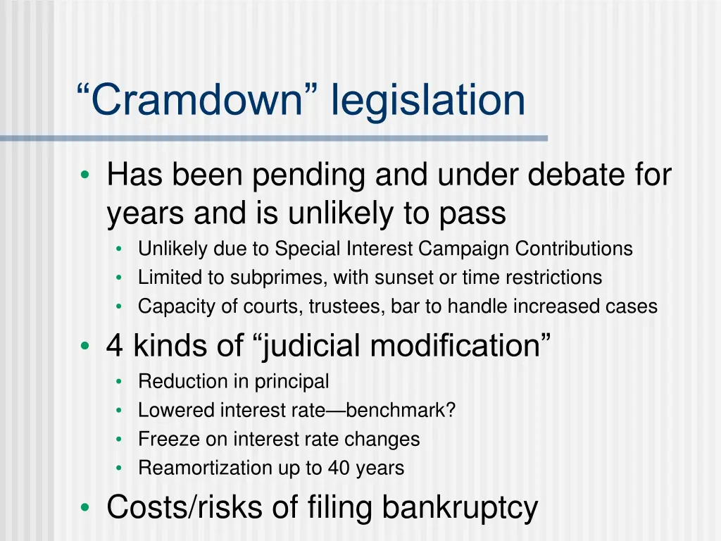 cramdown legislation