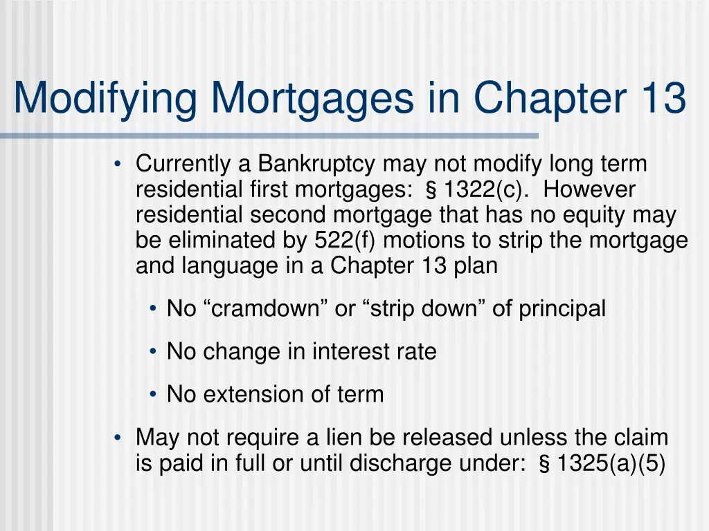 modifying mortgages in chapter 13