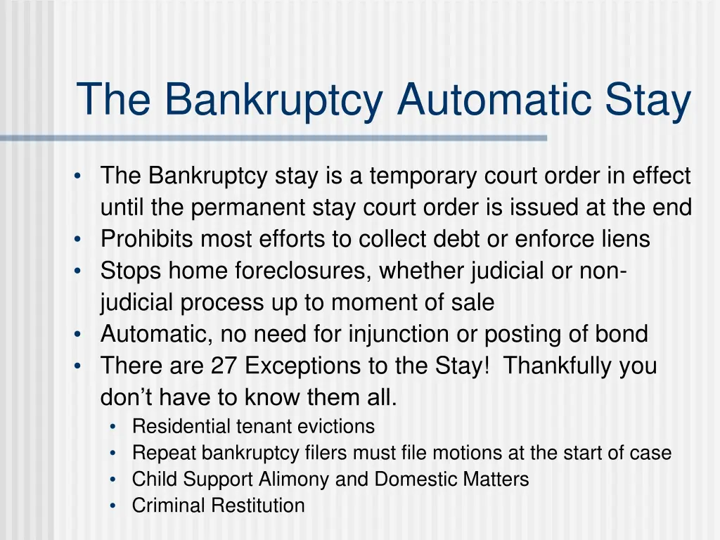 the bankruptcy automatic stay