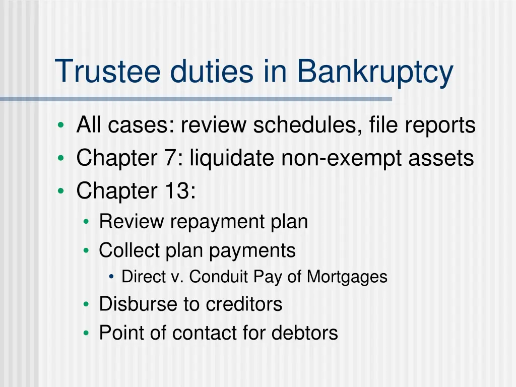 trustee duties in bankruptcy