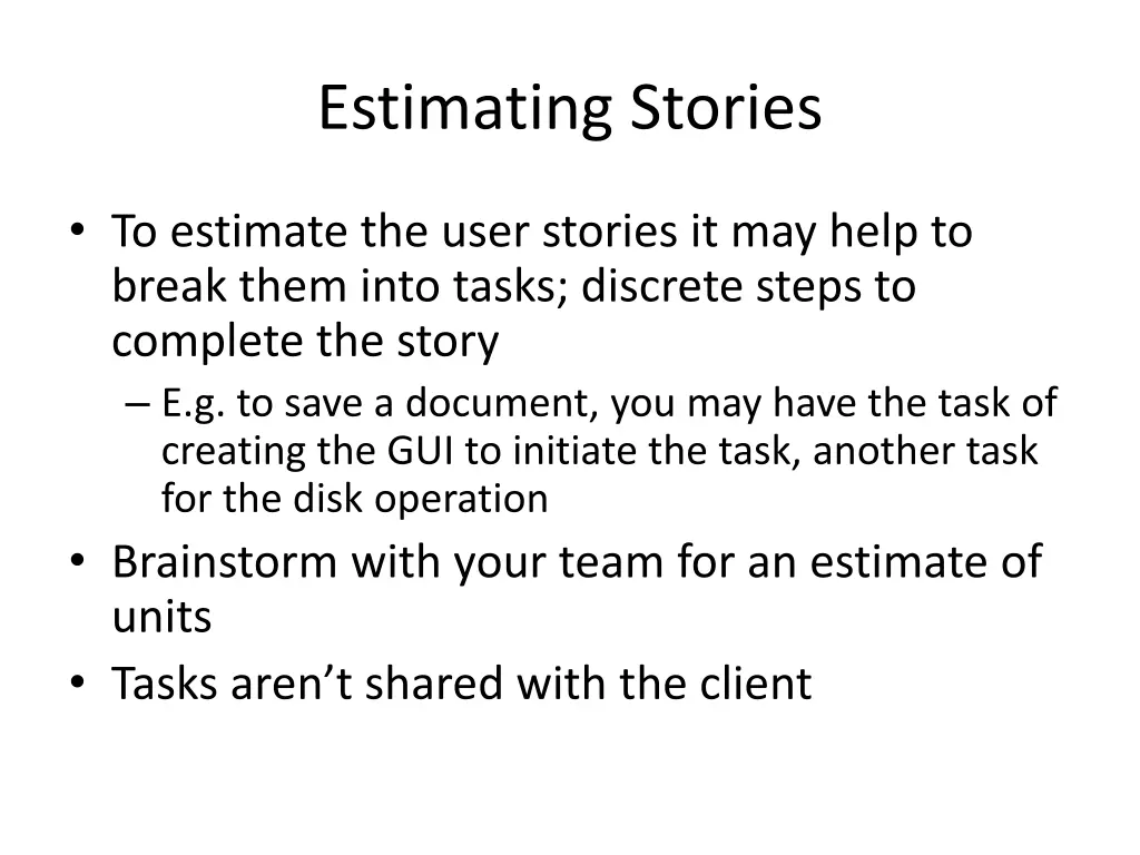 estimating stories