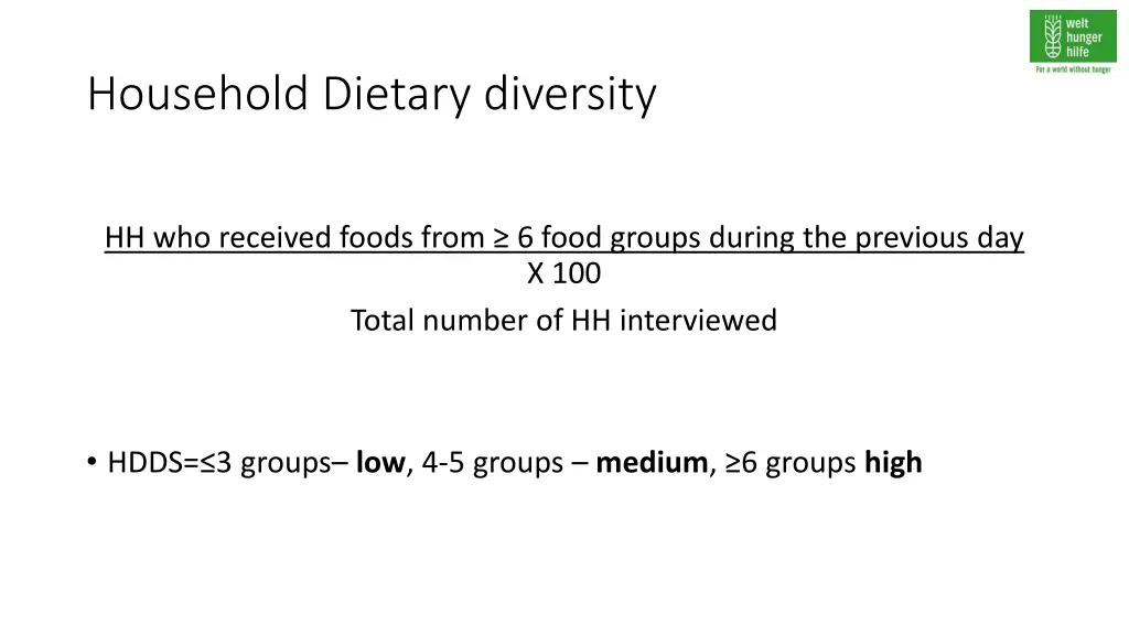 household dietary diversity