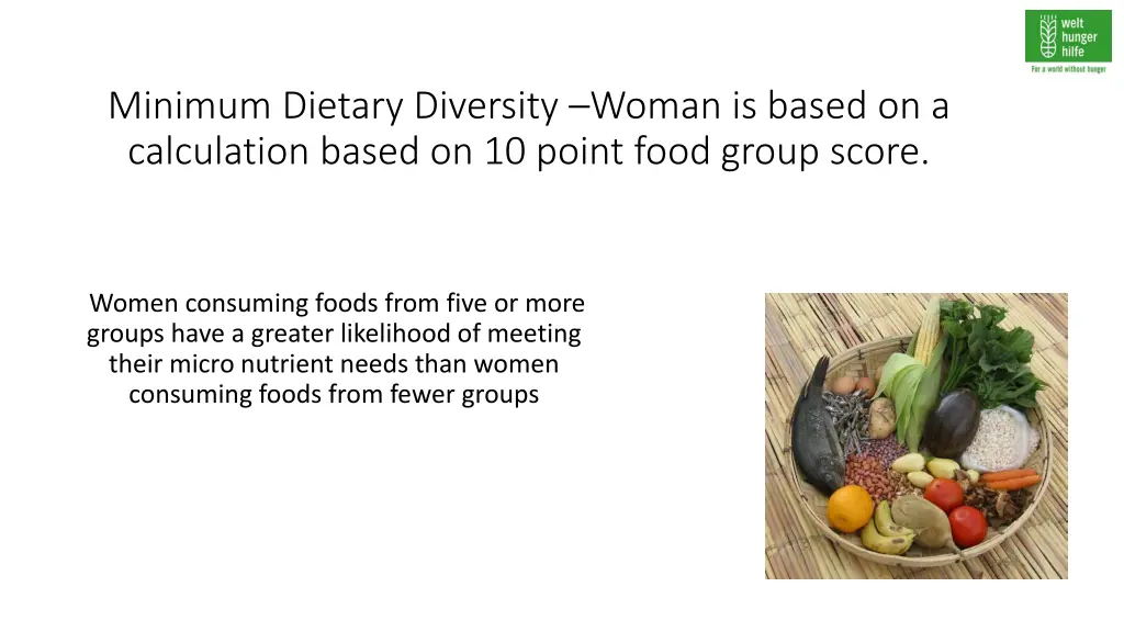 minimum dietary diversity woman is based