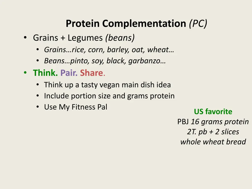 protein complementation pc grains legumes beans