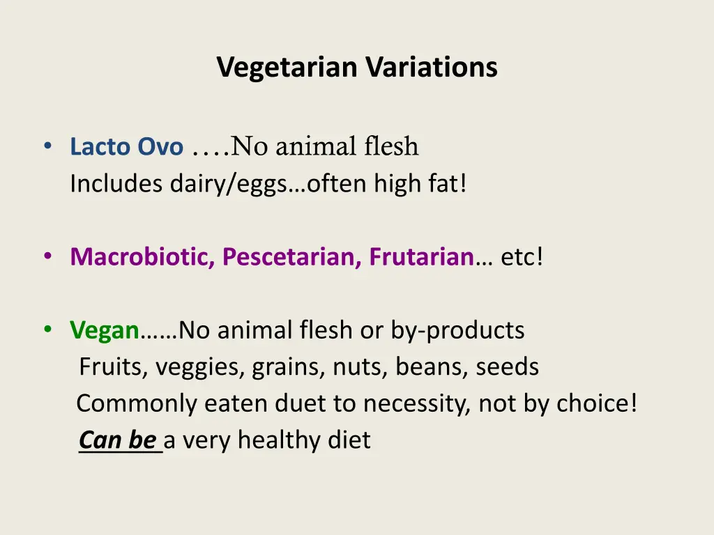 vegetarian variations