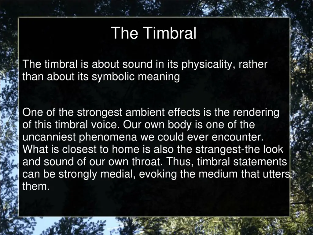 the timbral