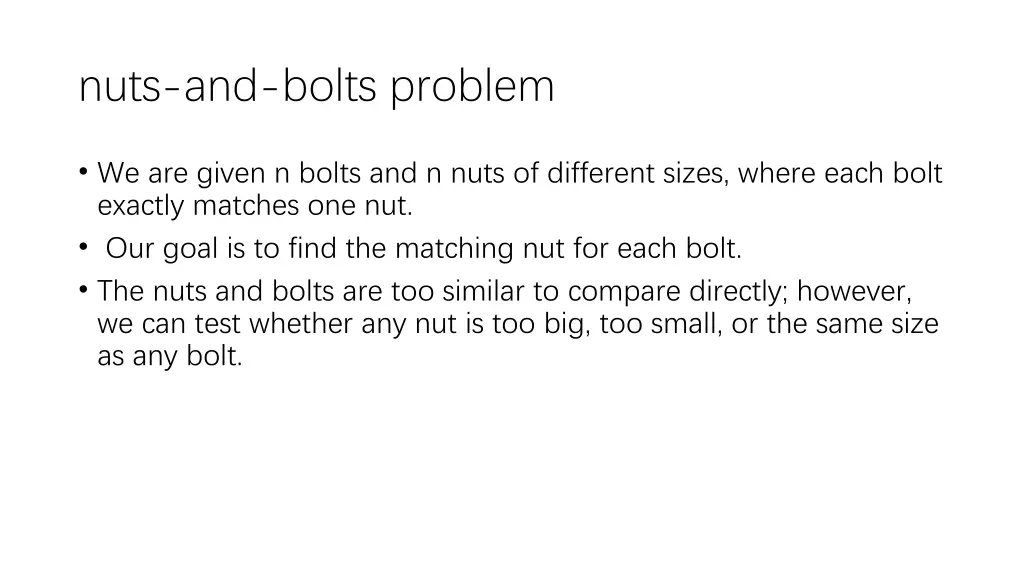 nuts and bolts problem