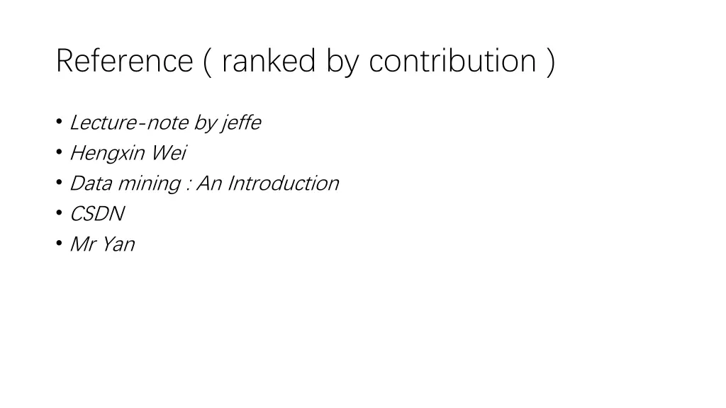 reference ranked by contribution