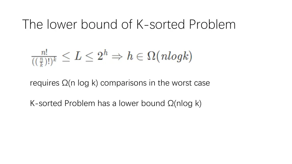 the lower bound of k sorted problem 1