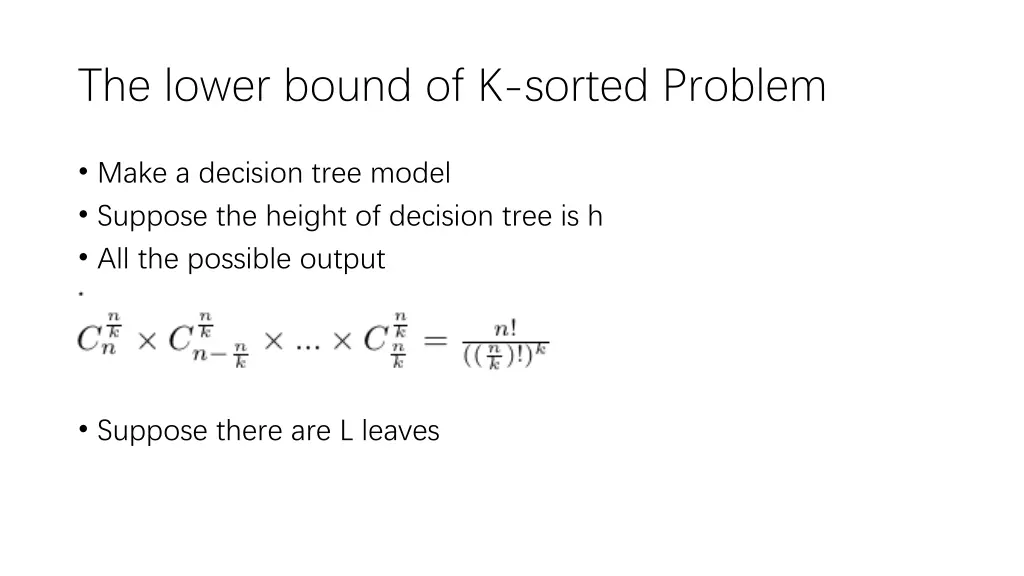 the lower bound of k sorted problem