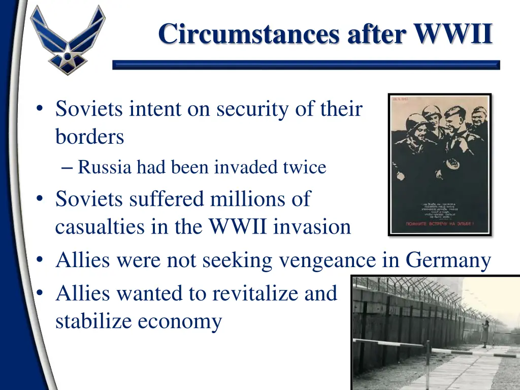 circumstances after wwii