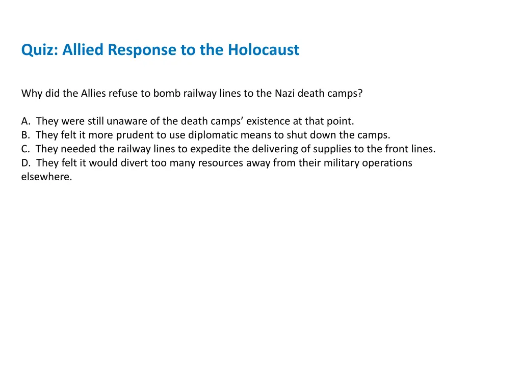 quiz allied response to the holocaust