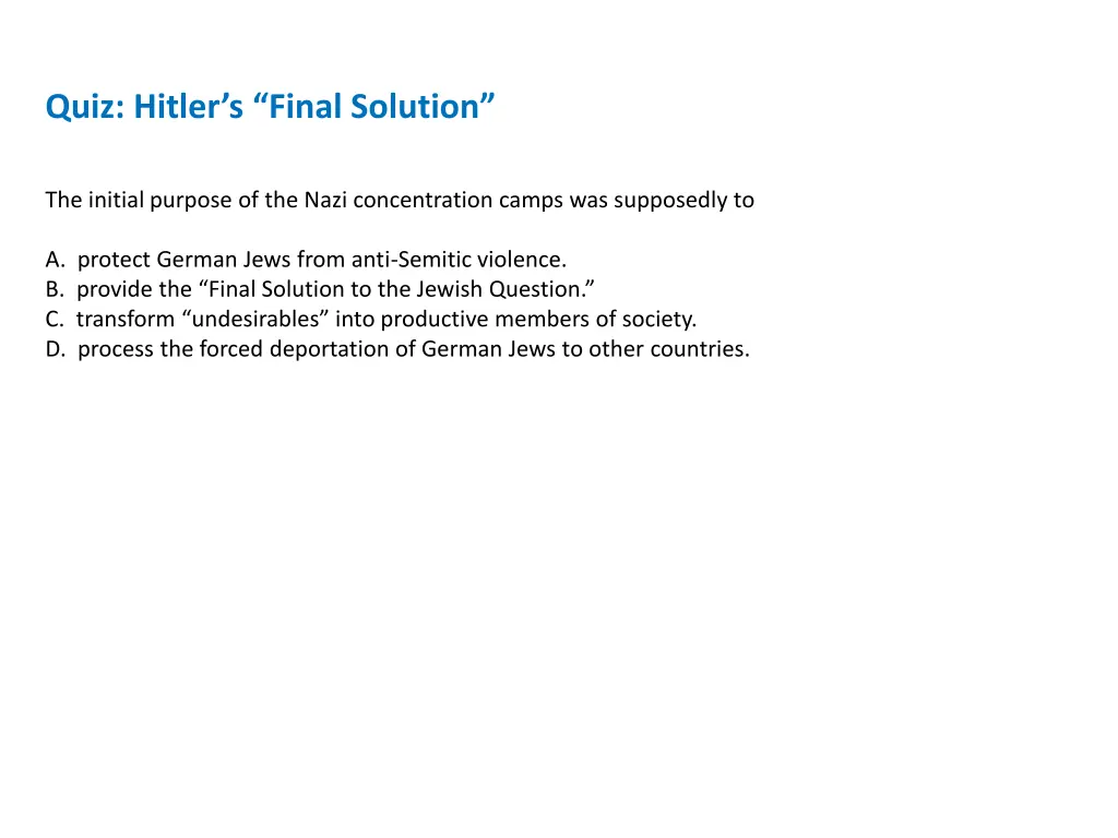 quiz hitler s final solution