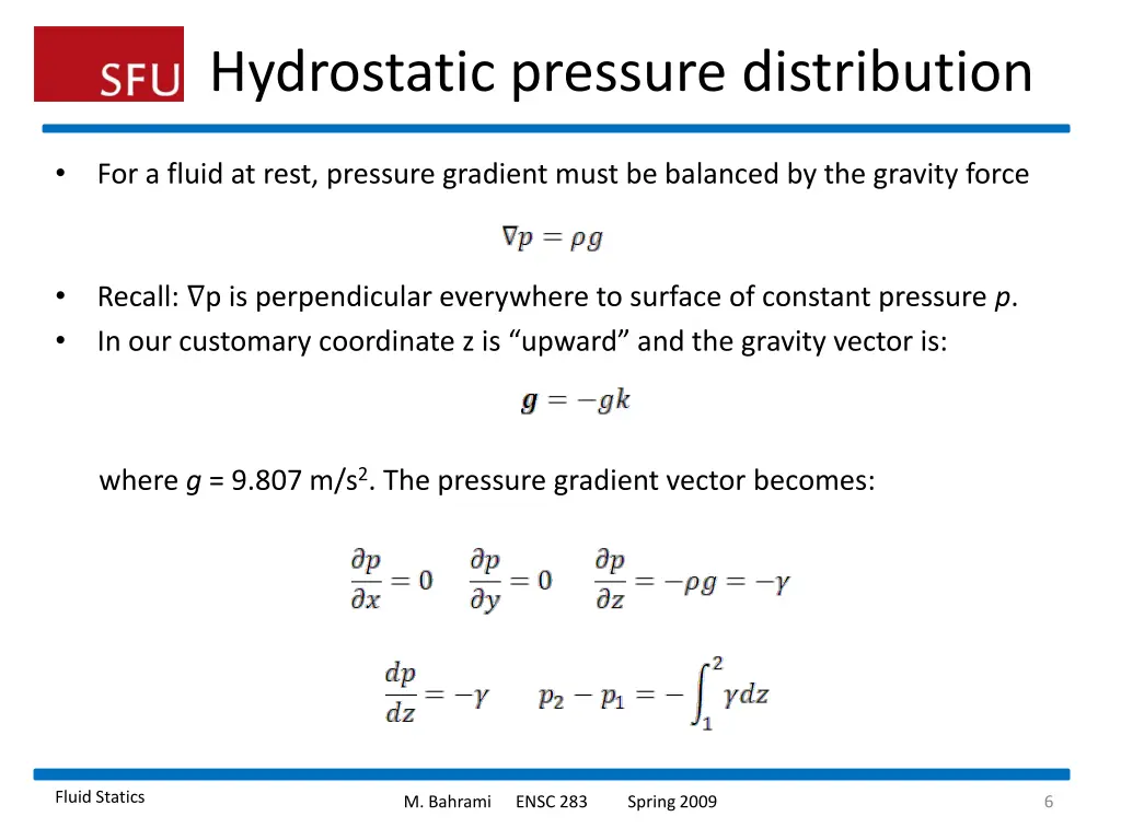 hydrostatic pressure distribution