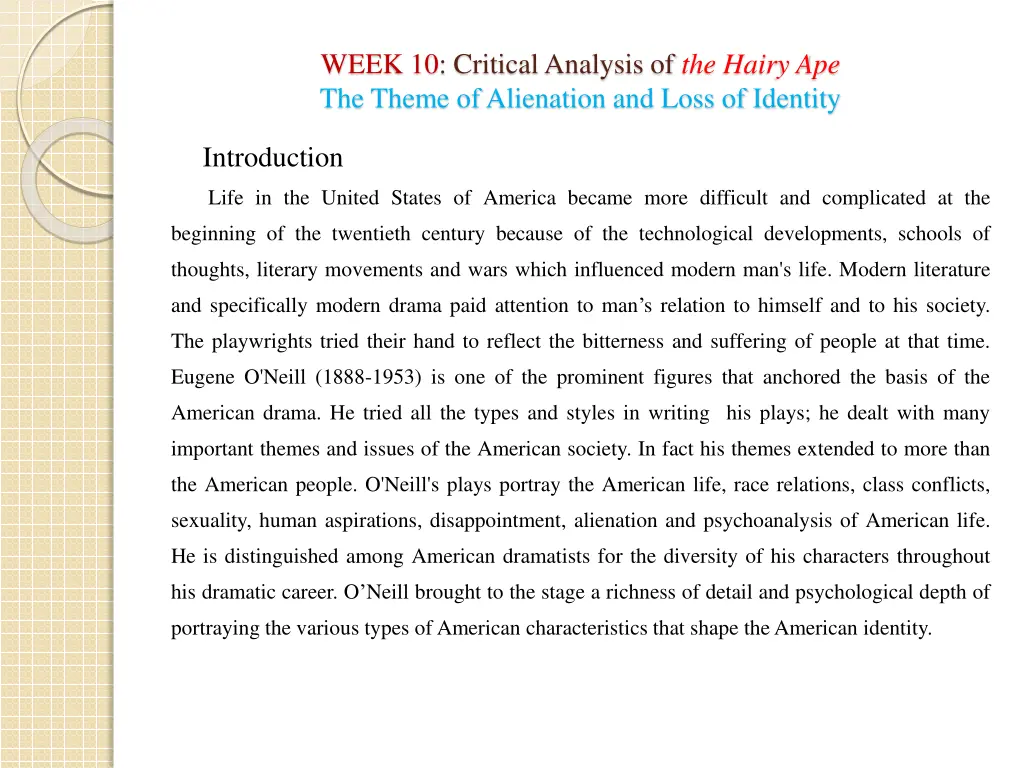 week 10 critical analysis of the hairy