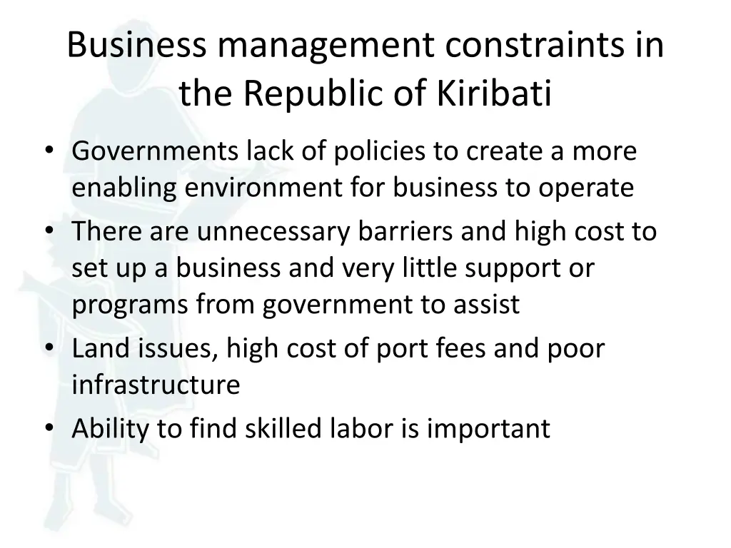 business management constraints in the republic