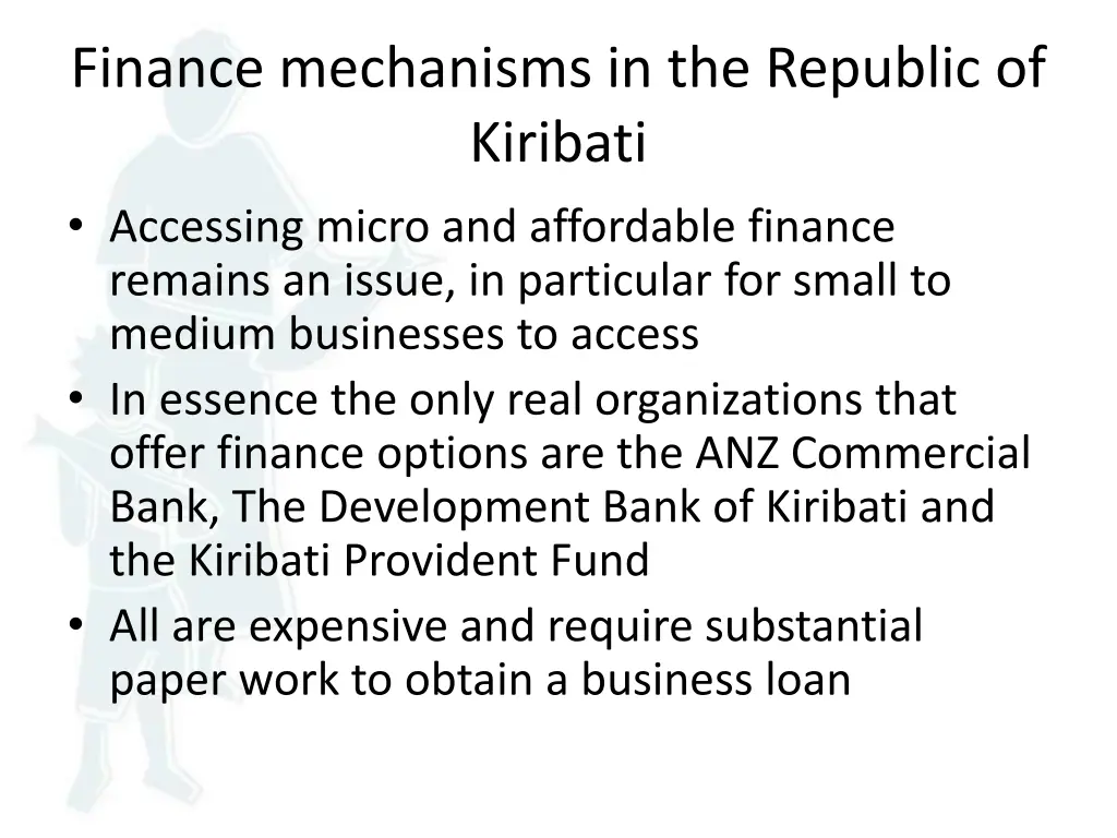 finance mechanisms in the republic of kiribati