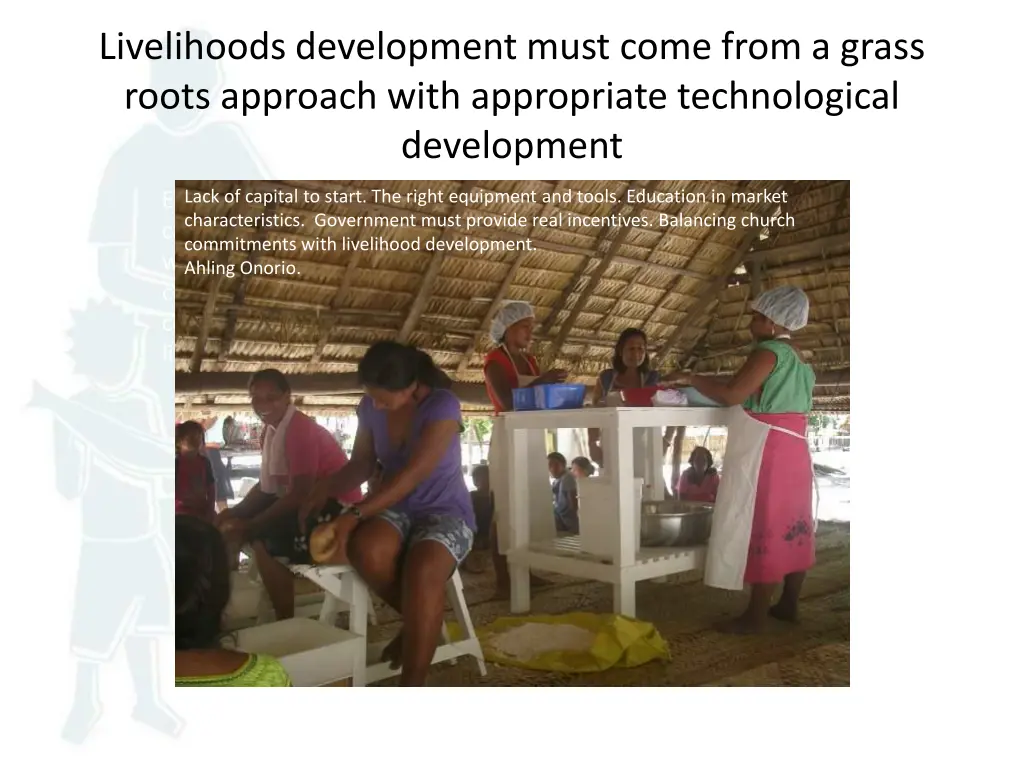 livelihoods development must come from a grass