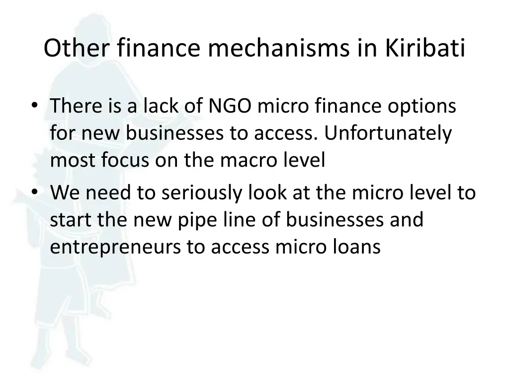 other finance mechanisms in kiribati