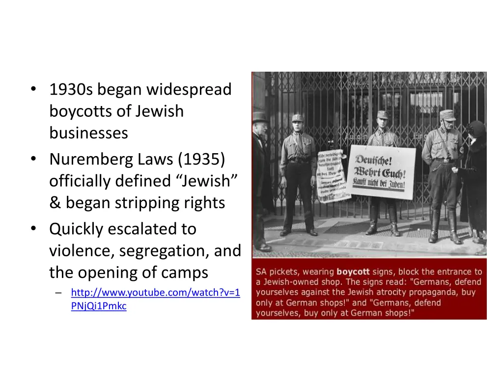 1930s began widespread boycotts of jewish