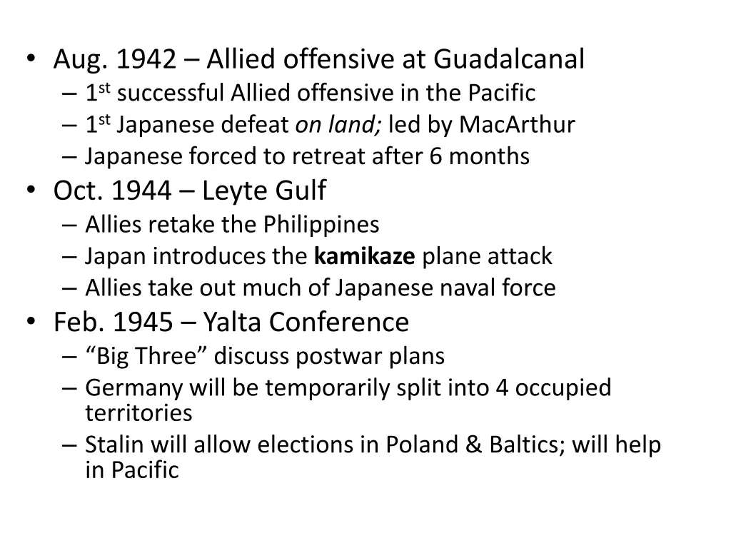 aug 1942 allied offensive at guadalcanal