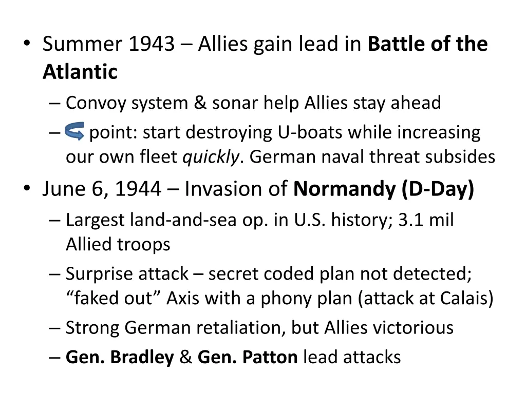 summer 1943 allies gain lead in battle