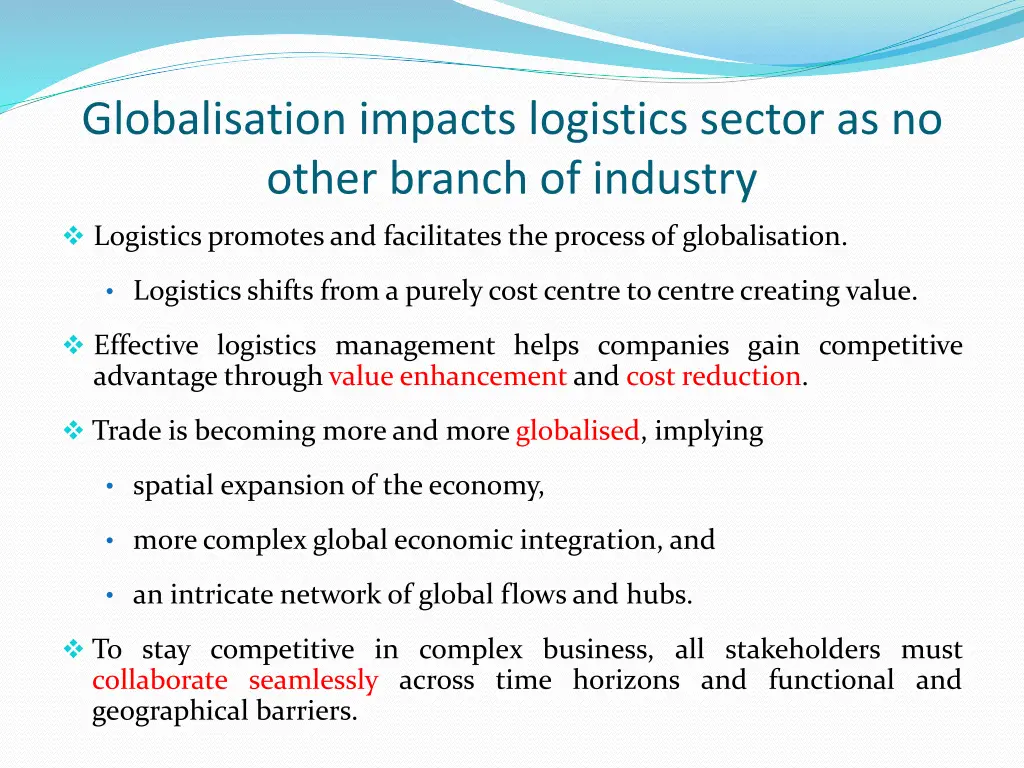 globalisation impacts logistics sector