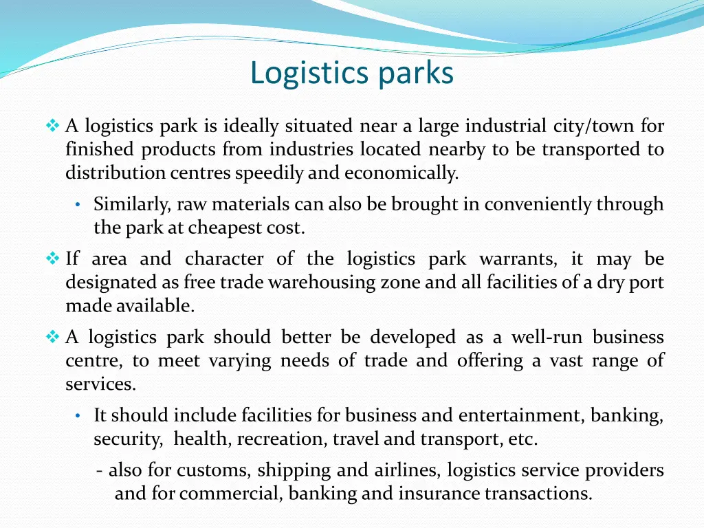 logistics parks